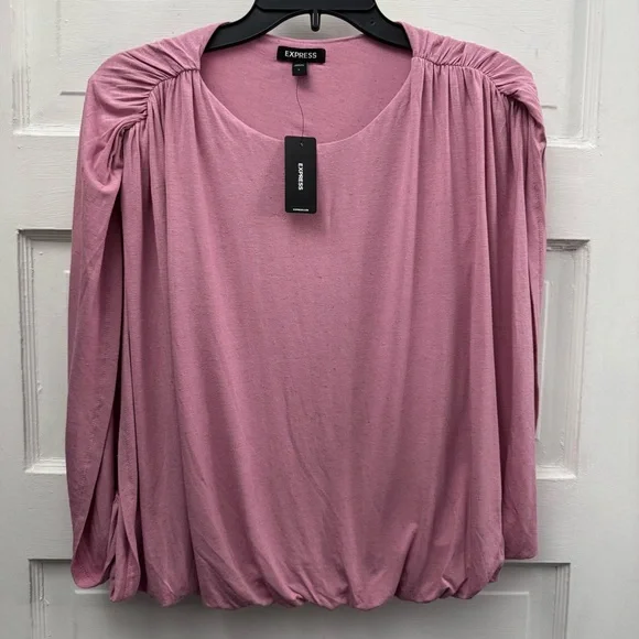 Express Blush Pink Open Side Top L NWT Draped Slub Knit - Picture 1 of 8